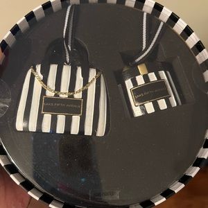 Brand new sealed Saks Fifth Avenue ornament set. Perfect for the holidays!